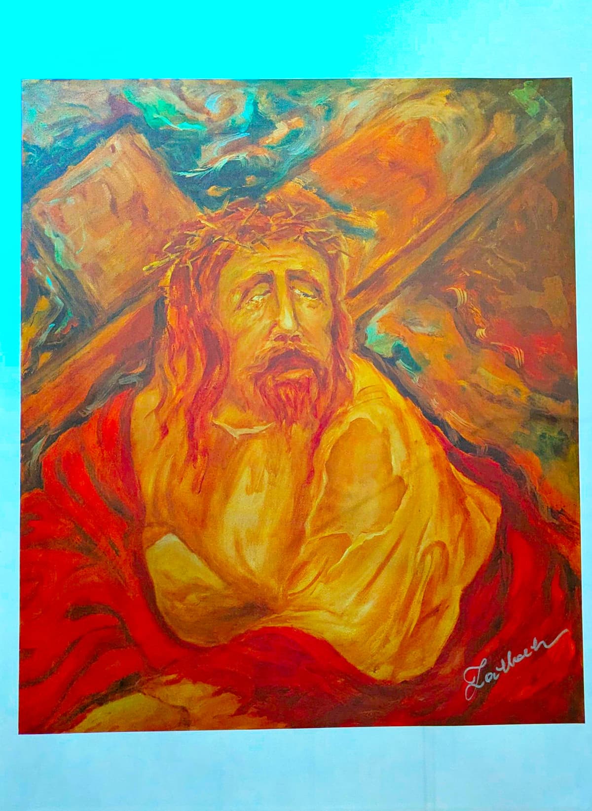 Christ on the Cross — satin lithograph by Hector Zablach
